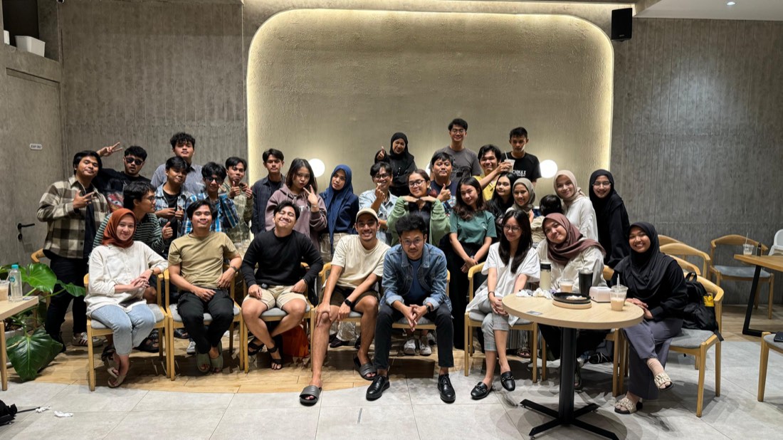 A client team together at a company gathering